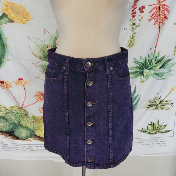 Purple acid wash denim skirt - Picture 1 of 2